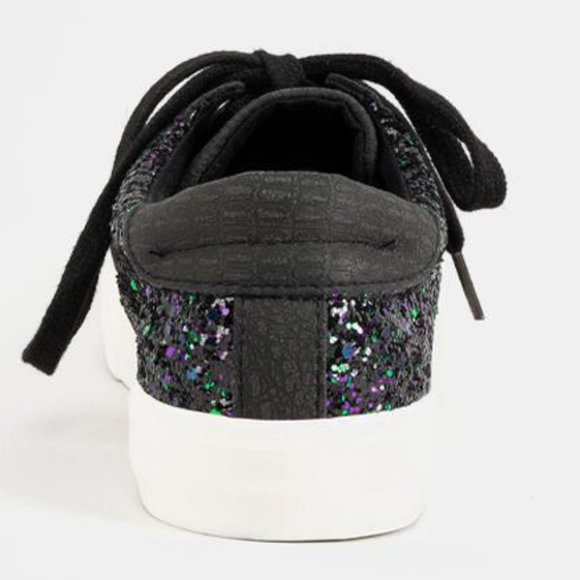 Not Rated Illana Black Glitter Sneakers 7 8 8.5 - Picture 3 of 4
